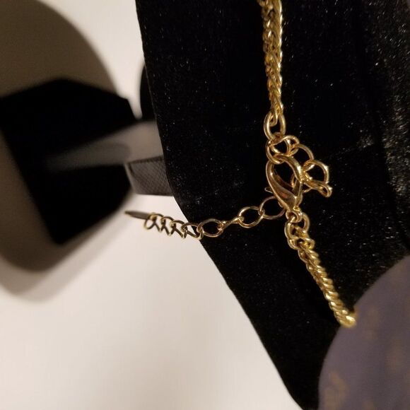 Aurora Borealis Statement Bib Pendant Necklace Blue Gold Tone Adjustable Chain - Picture 3 of 7